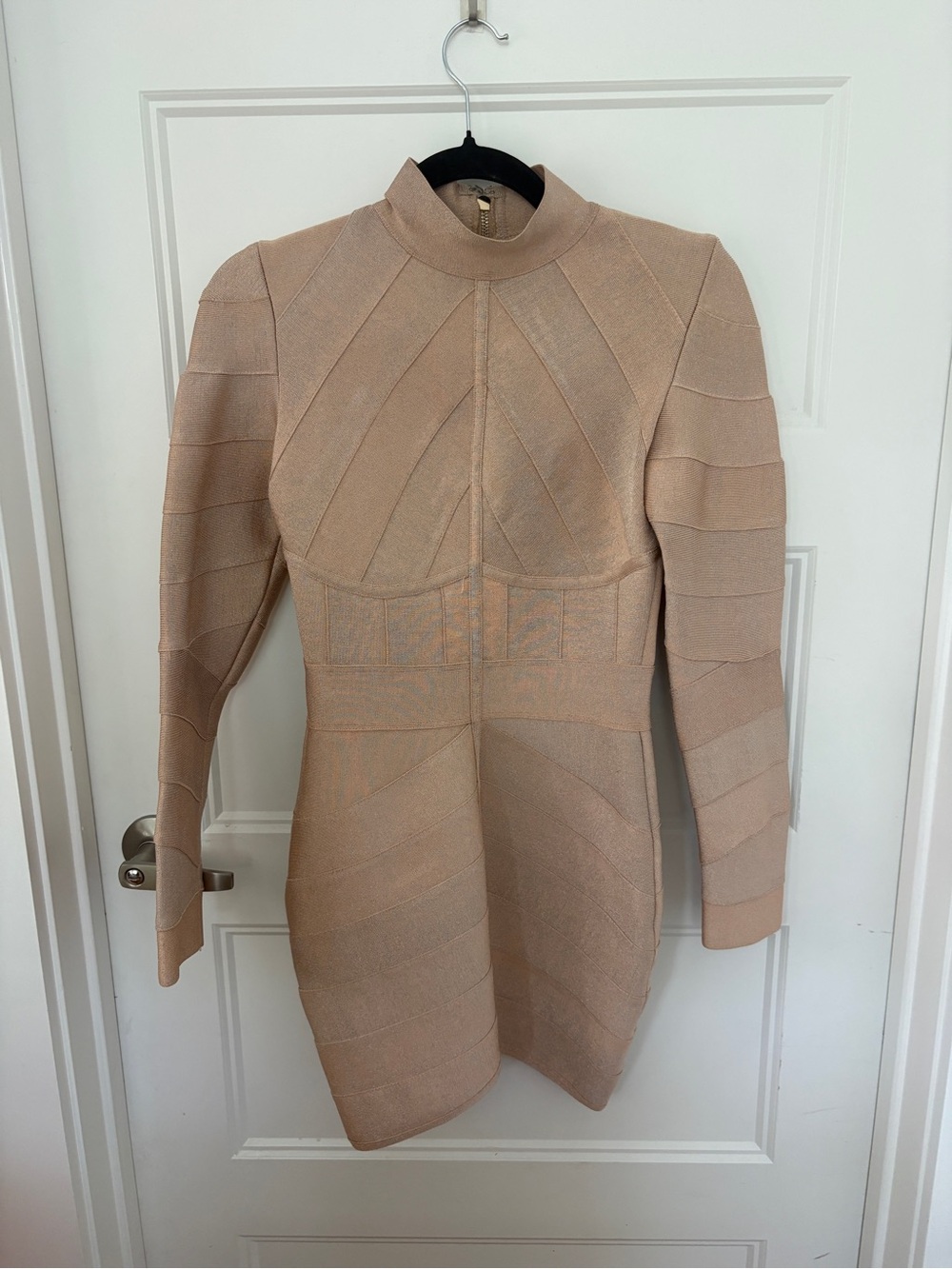 HOUSE OF CB rose gold Long-Sleeve Sculpted Bodycon Dress